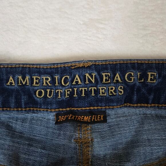 American Eagle Mens 42x32 Jeans Relaxed Straight Dark Wash Denim Pants 0788 - Picture 3 of 11